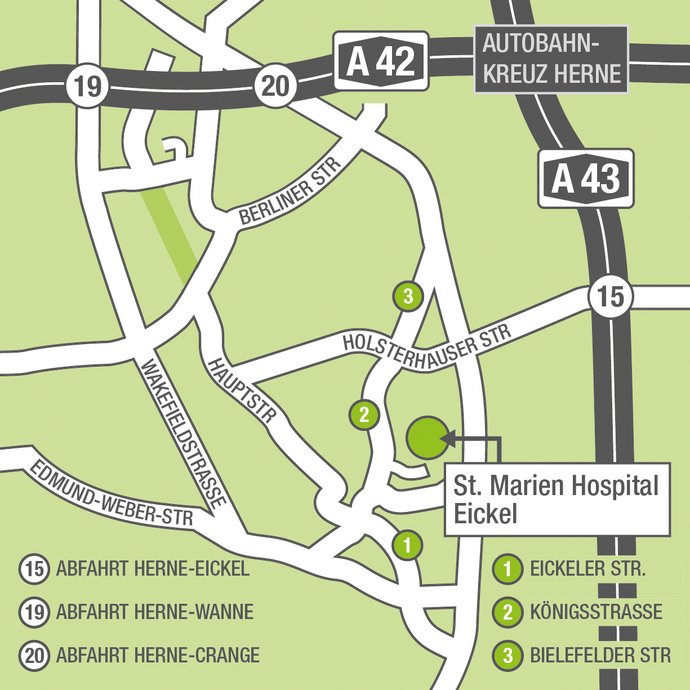 Anfahrtskarte St. Marien Hospital Eickel