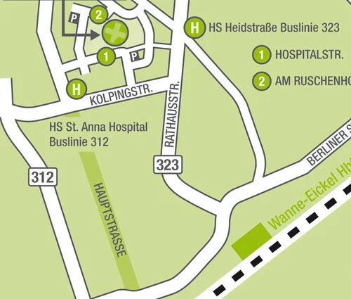 Anfahrtskarte St. Anna Hospital Herne