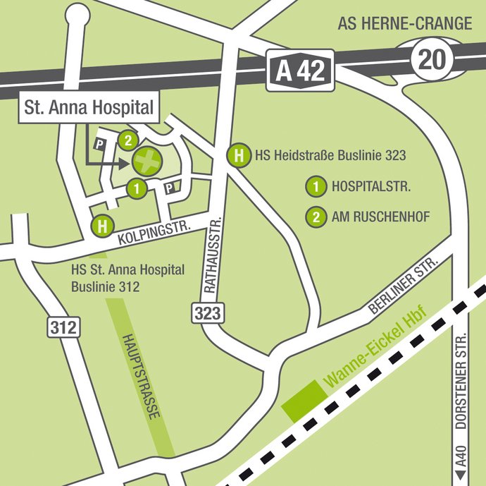 Anfahrtskarte St. Anna Hospital Herne