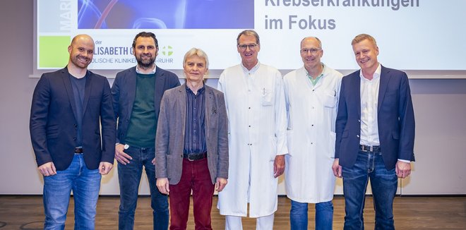  (v. l. n. r.): Priv.-Doz. Dr. Karl Tully, Prof. Dr. Lars Schimmöller, Burkhard Schadomsky, Prof. Dr. Joachim Noldus, Dr. Peter und Priv.-Doz. Dr. Rein-Jueri Palisaar